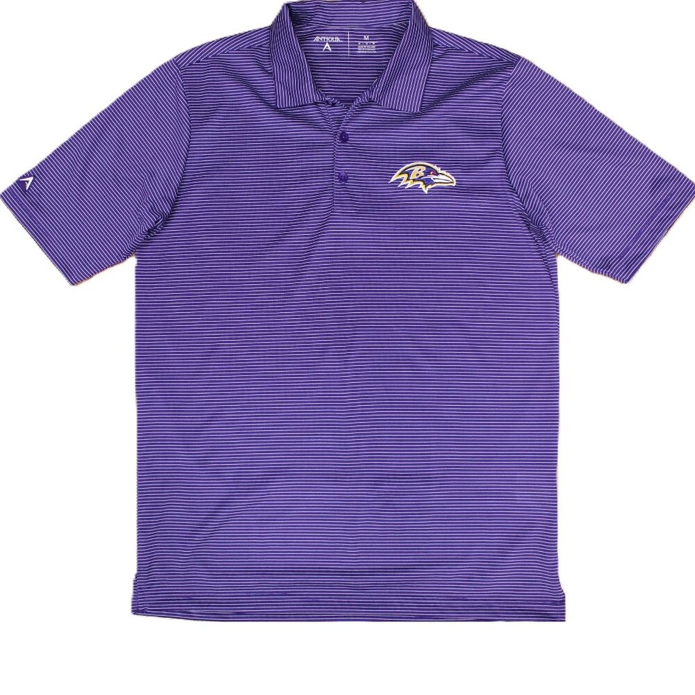BALTIMORE RAVENS ANTIGUA POLYESTER POLO SHIRT Sz MEDIUM, M